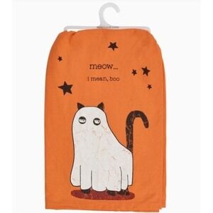 Meow I Mean Boo Cat Halloween Kitchen Towel 28"x28" Primitives by Kathy NEW